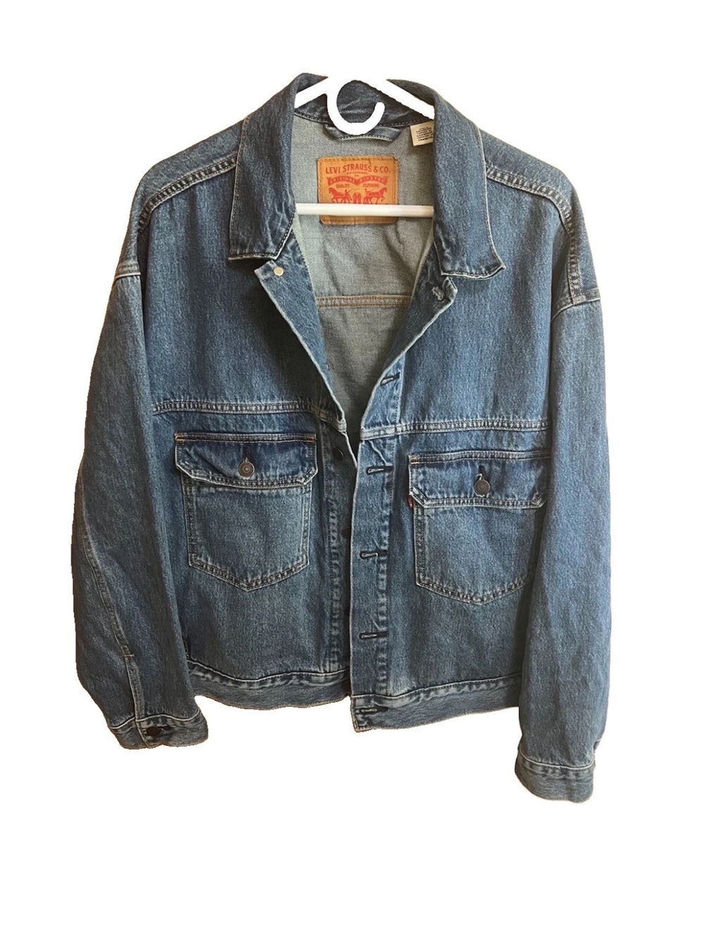 Levi's Premium Stay Loose Type II Denim Trucker Jacket A1988 Oversized P2P 25.5